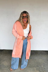 Sweatshirt Duster Length Cardigan