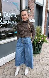 Denim Stone Washed Cropped Culottes