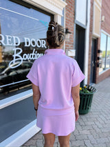 Curvy Modal Poly Span Quarter Zip Short Sleeve Top