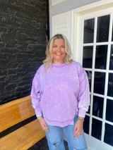 Curvy Acid Wash Exposed Seam Sweatshirt