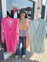 Sweatshirt Duster Length Cardigan