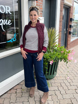 Dark Denim Cropped Wide Leg Jeans