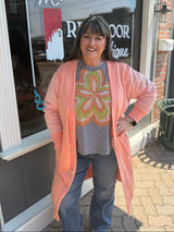 Sweatshirt Duster Length Cardigan