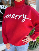 Red Merry Mock Neck Sweater