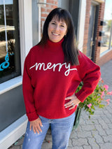 Red Merry Mock Neck Sweater