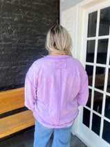 Curvy Acid Wash Exposed Seam Sweatshirt