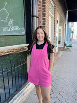 Washed Pink Poly Blend Overalls