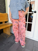 Floral Printed Washed Twill Pants