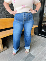 Rowen High Rise Ankle Wide Button Down Cuffed