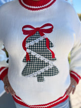 White Festive Holiday Sweater With Christmas Tree