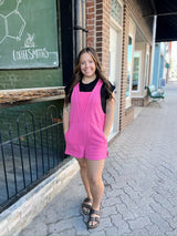 Washed Pink Poly Blend Overalls