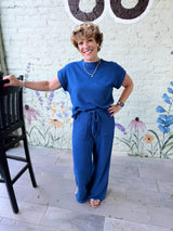 Cotton Slub Short Sleeve Tee And Long Pant Set