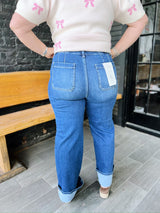 Rowen High Rise Ankle Wide Button Down Cuffed