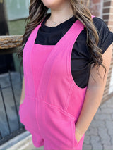 Washed Pink Poly Blend Overalls
