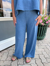 Textured Cotton Short Sleeve Top & Pant Set