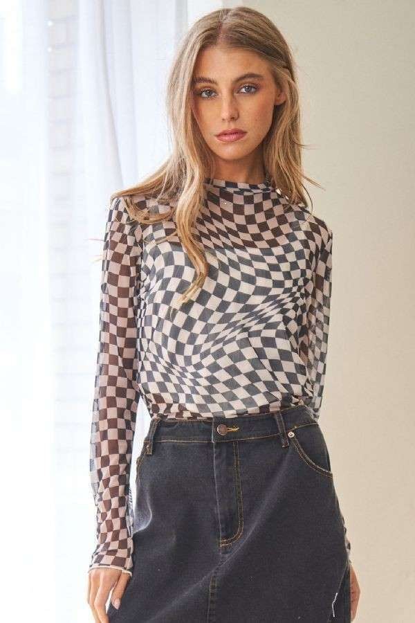 Checkered Mesh Top Red Door Gifts & Boutique