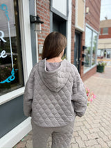 Taupe Quilted Quarter Zip Hoodie