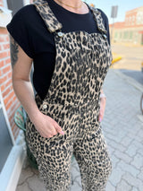 Leopard Printed Barrel Leg Overalls