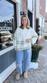 Denim Floral Patch Barrel Jeans