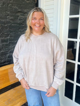 Curvy Acid Wash Oversized Fleece Pullover