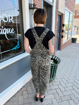 Leopard Printed Barrel Leg Overalls