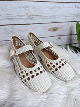 Robin's Weaved Ivory Gold Buckle Flats
