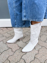 Maroney's Light Gray Embroidered Western Boots