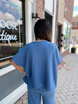 Textured Cotton Short Sleeve Top & Pant Set