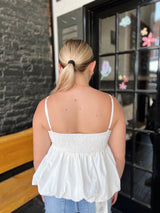 V-Neck Bubble Hem Spagetti Strap Top