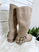 Nevada's Taupe Suede Mid Calf Boot
