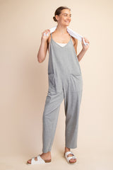 Spagetti Strap Cotton Jumpsuit with Pockets