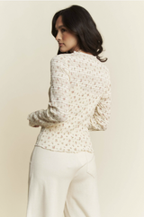 Curvy Cream Floral Print Knit Top