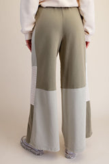 Olive Crochet Mix Terry Pants