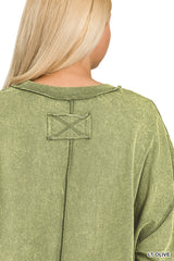 Curvy Acid Wash Exposed Seam Sweatshirt