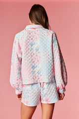 Quarter Snap Floral Pullover and Shorts Set