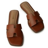 Penelope's Cognac Cut Out Flat Sandal