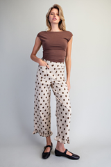 Polka Dot Ruffle Hem Pants
