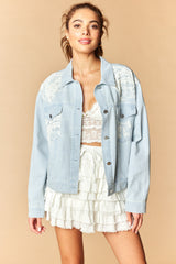 Light Denim Lace Bow Jacket