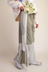 Olive Crochet Mix Terry Pants
