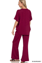 Scuba Curved Hem Top and Pants Set
