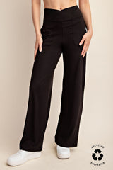 Black Recycled Butter V Waist Wide Leg Pant