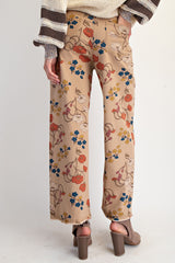 Floral Printed Washed Stretch Twill Pants