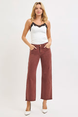 Peyton's Chocolate Metallic Mid Rise Wide Leg Pants