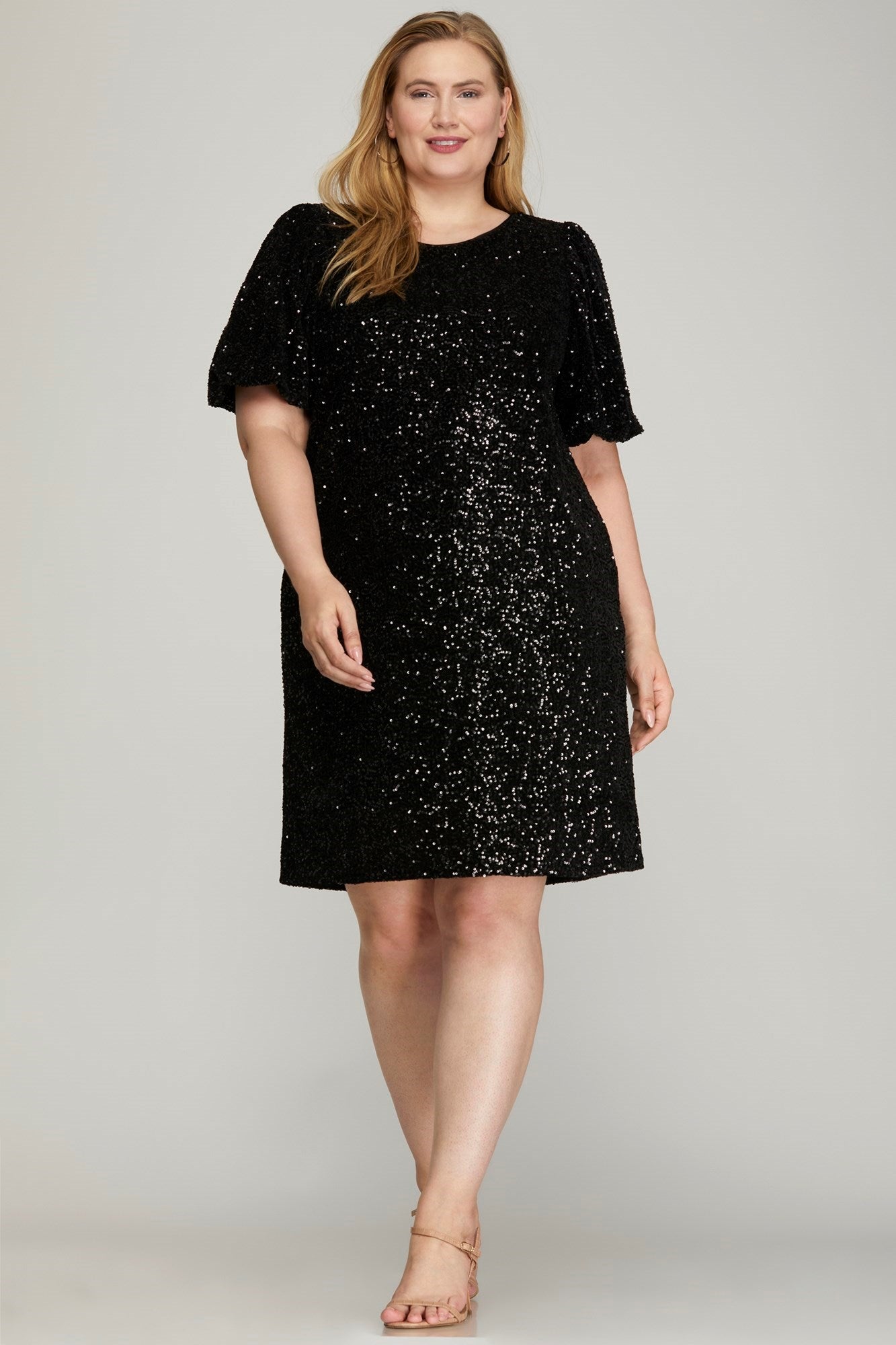 Curvy Black Sequin Bubble Sleeve Dress – Red Door Gifts & Boutique