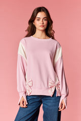 Floral Bow Panel Crewneck