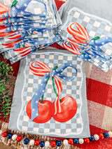 Blue Tee With Bow and Cherries