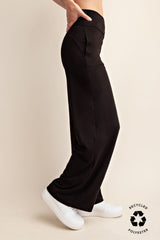 Black Recycled Butter V Waist Wide Leg Pant