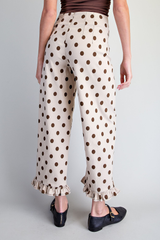 Polka Dot Ruffle Hem Pants