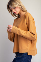 Camel Exposed Seam Sweater