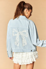 Light Denim Lace Bow Jacket